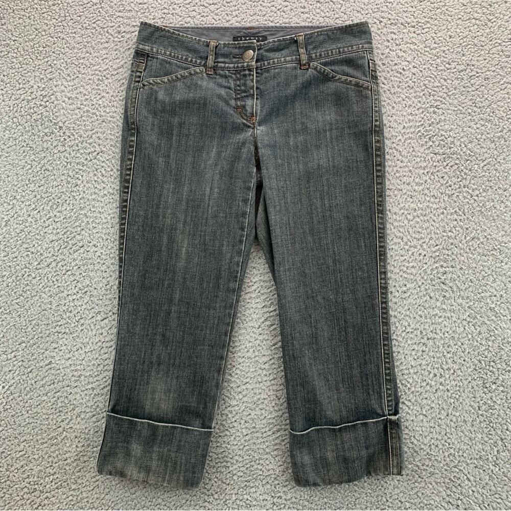 Theory Denim Cuffed Hem Capri Jeans Women's Pants Cotton Blend  -  Size: 6